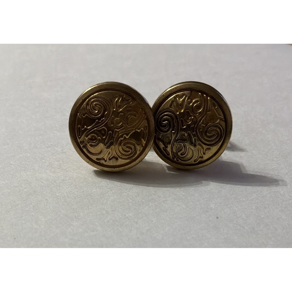 Vtg Blazer Button Lapel Pin Hat Pinback Lot Of 2 Gold Tone Scroll Design